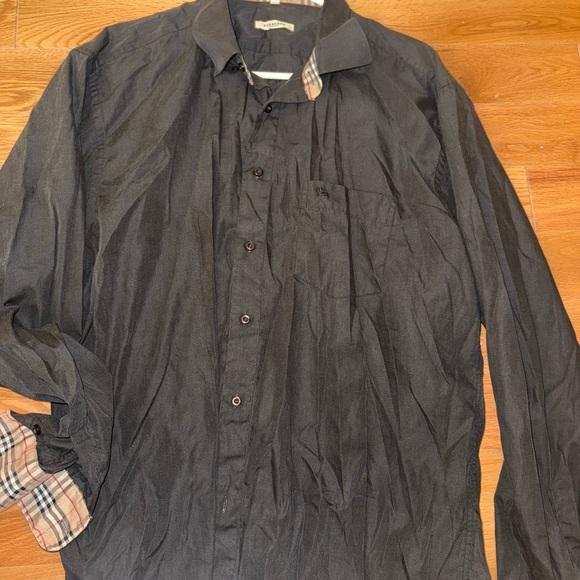 Burberry Black Shirt with Plaid Trim